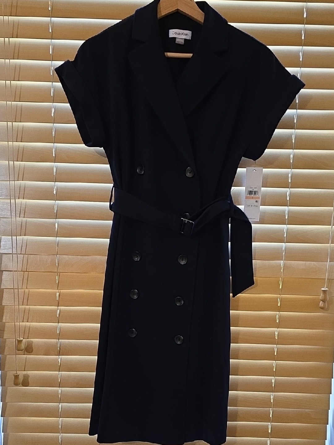 Calvin Klein Black Double-Breasted Midi Dress With Belt
